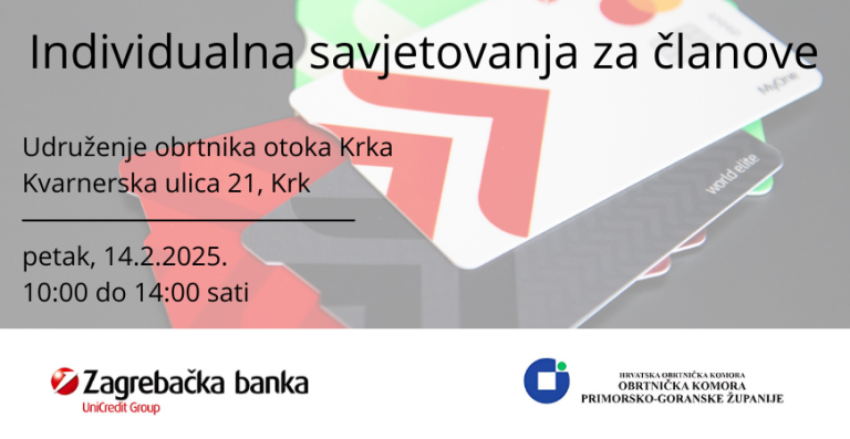 Individualna savjetovanja i predstavljanje proizvoda Zagrebačke banke d.d. za obrtnike