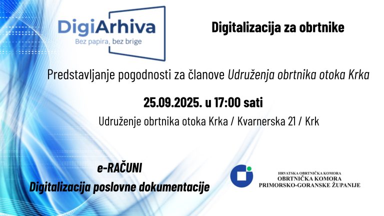 Predstavljanje pogodnosti DigiArhiva za članove Udruženja obrtnika otoka Krka