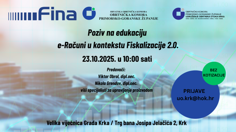 Poziv na radionicu e-Računi u kontekstu FISKALIZACIJE 2.0