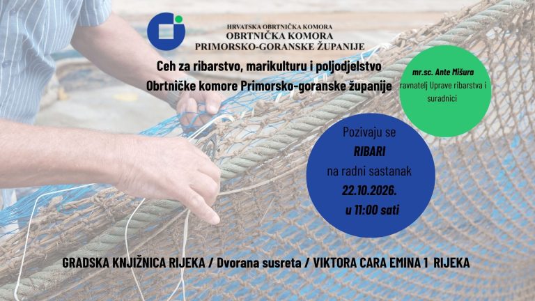 POZIV / Radni sastanak ribara s ravnateljem Uprave ribarstva i suradnicima